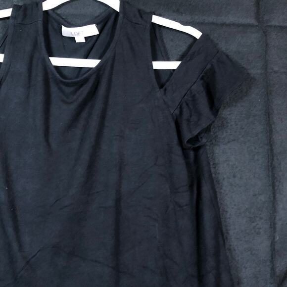 LOFT Womens Top Black Cold Short Sleeve Shoulder Rayon Blend Stretch M - Picture 5 of 12